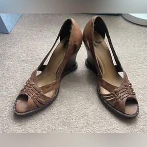 Report brand Huarache wedge woven leather heels women’s size 6.5 medium Boho